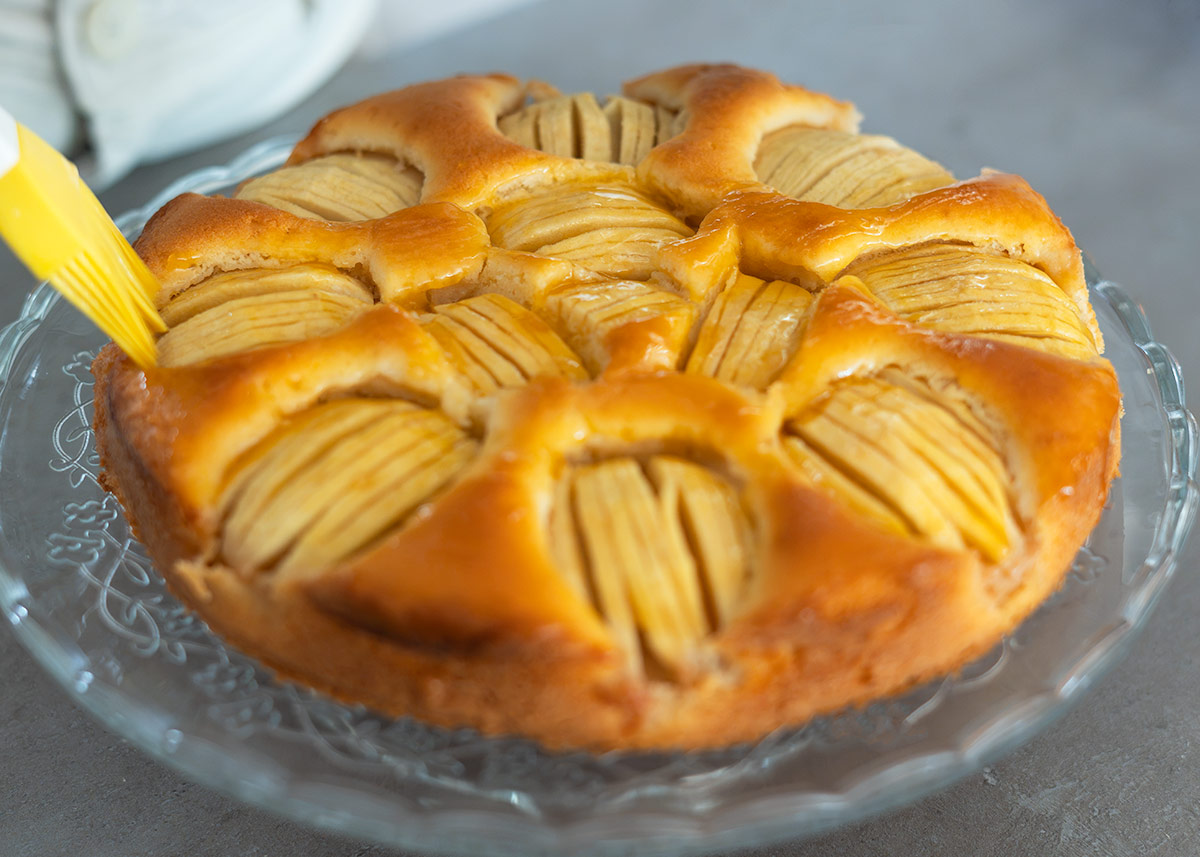 tarta manzana alemana almibar 04034 - Tarta de manzana alemana (Apfelkuchen) Tarta de manzana con almíbar de albaricoque