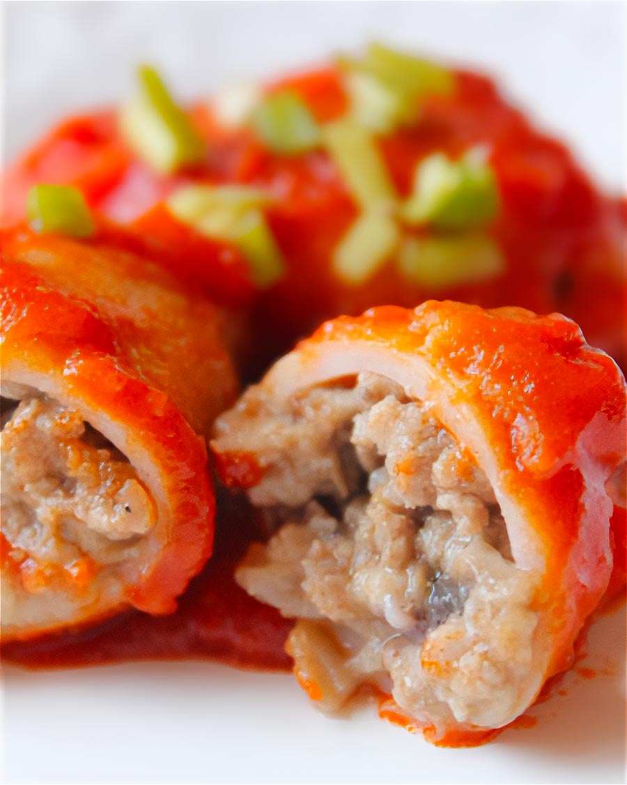 squid stuffed with minced meat recipe