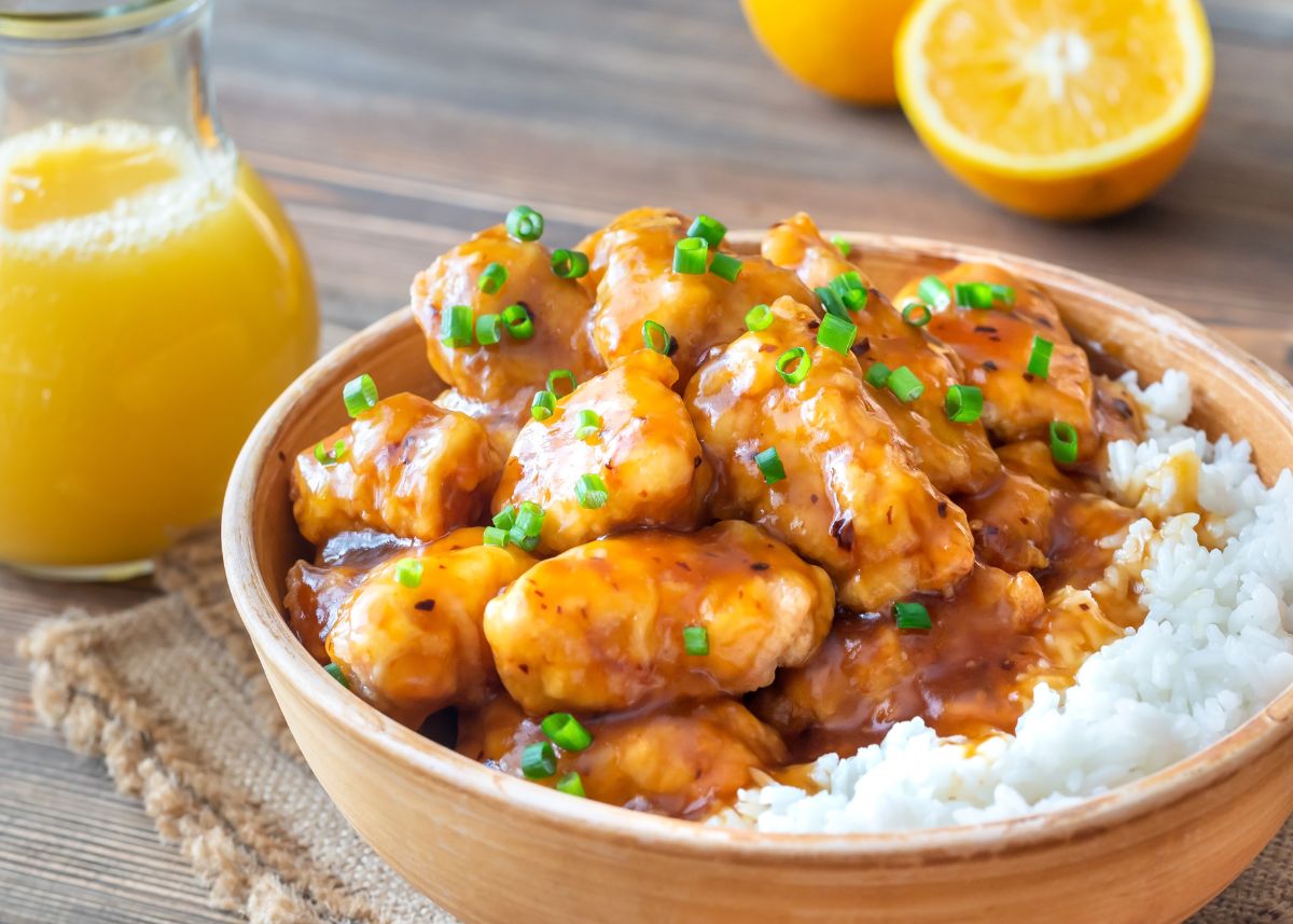 como hacer pechugas de pollo a la naranja con arroz