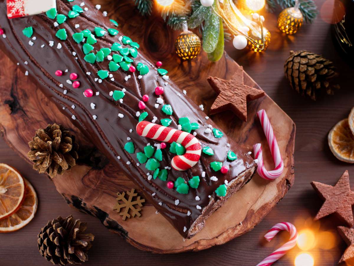 como decorar tronco de Navidad