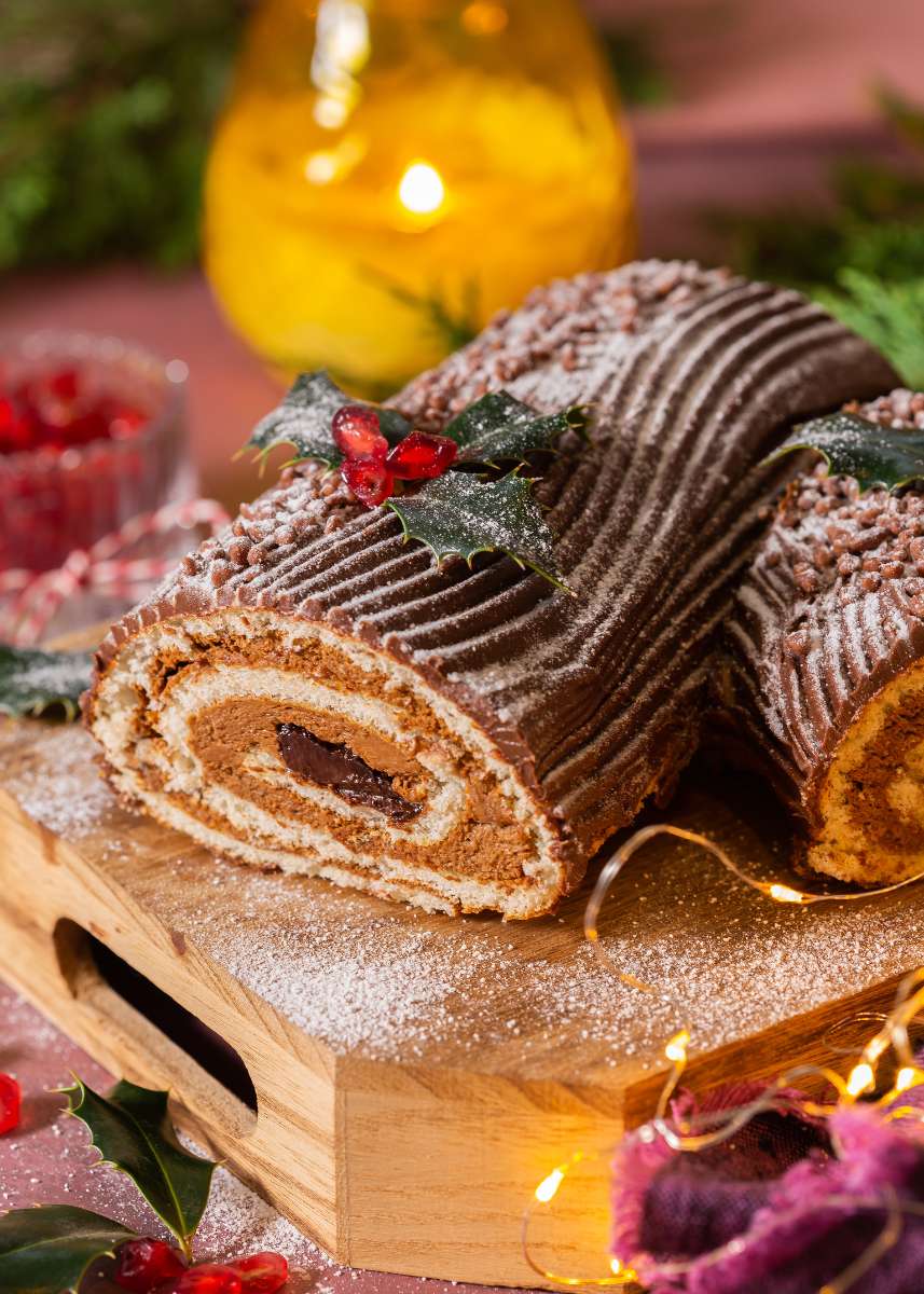 como hacer tronco de Navidad casero