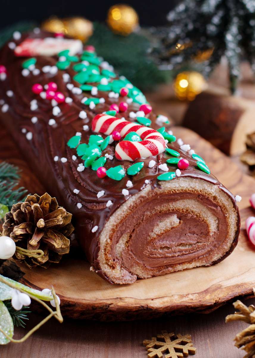 decoración tronco de Navidad casero