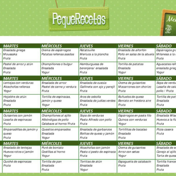 menú semanal saludable
