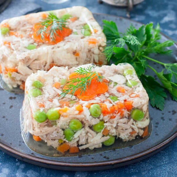 aspic de verduras con pollo