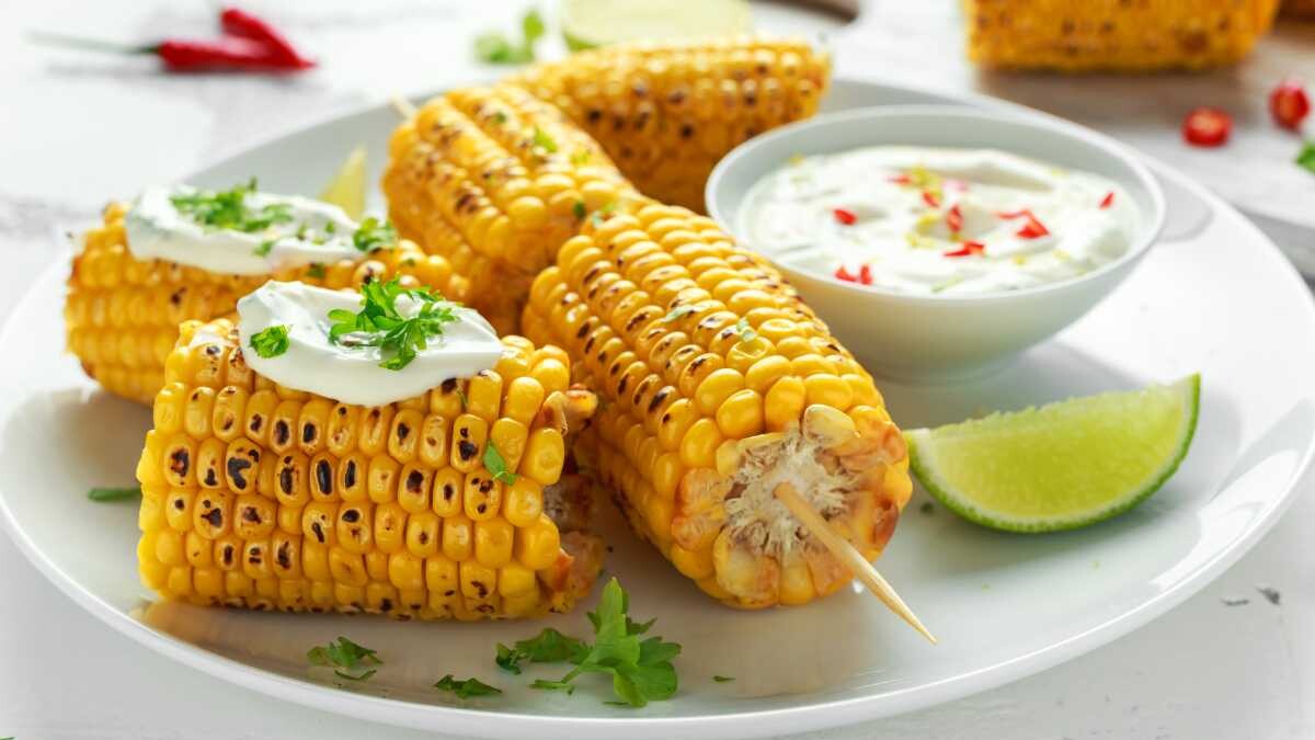 mazorca de maíz en freidora de aire