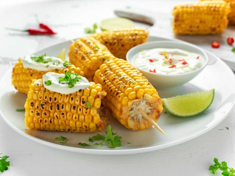 mazorca de maíz en freidora de aire