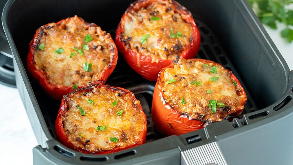Pimientos rellenos de carne en airfryer