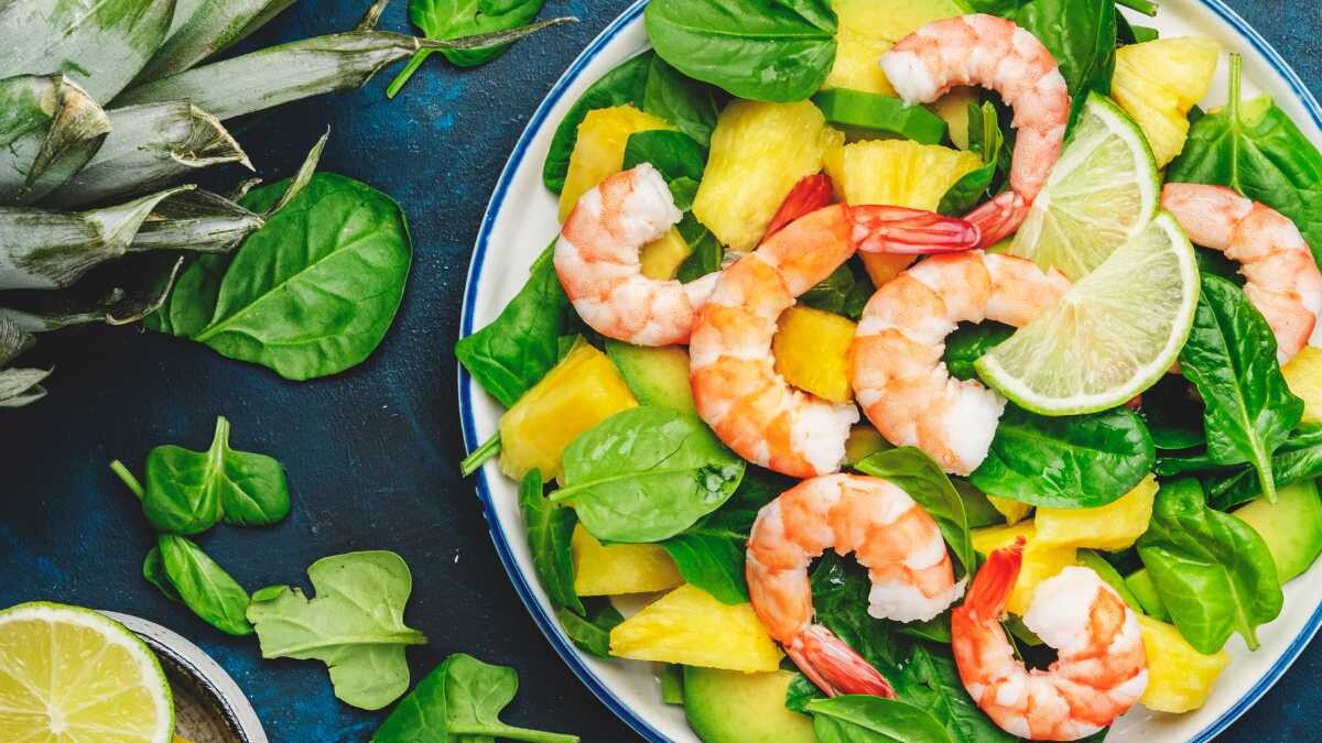 ensalada de piña con langostinos receta