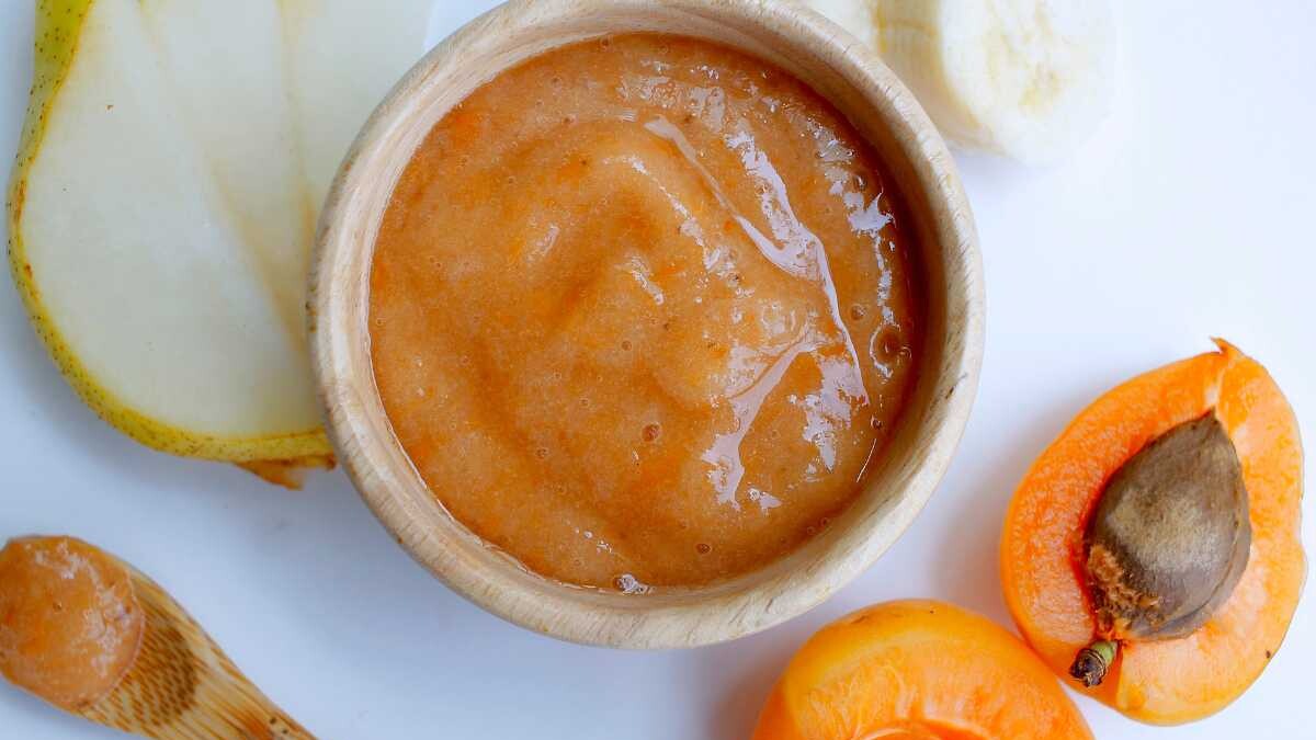 papilla de albaricoque pera y plátano para bebés
