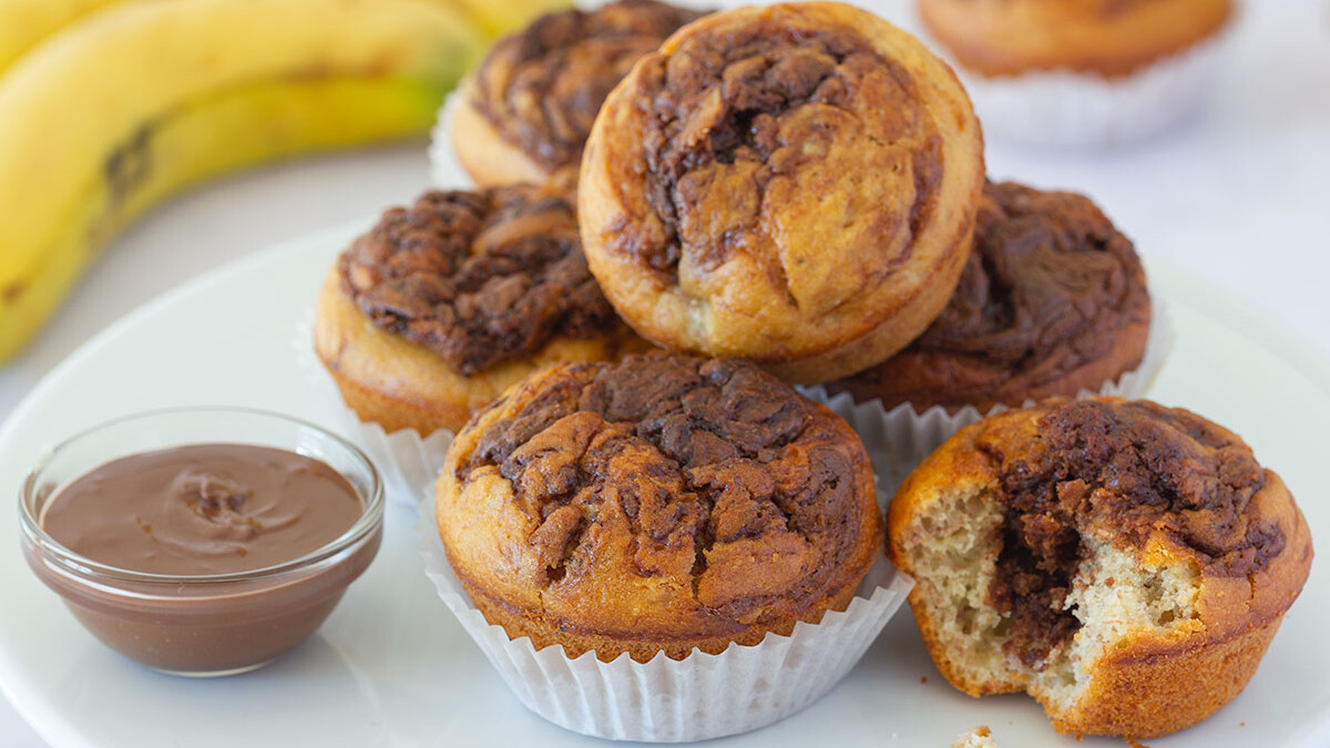 Muffins o magdalenas de plátano y Nutella