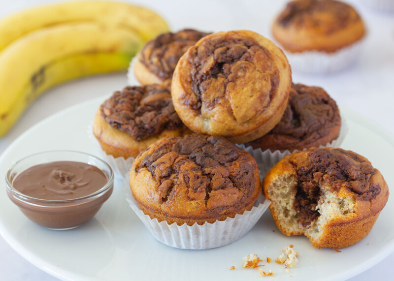 Muffins o magdalenas de plátano y Nutella