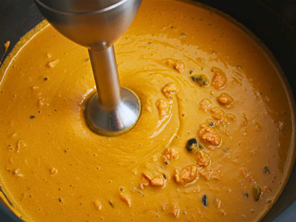 Crema de mejillones casera - Recetas de cocina casera fáciles triturar crema de mejillones - Crema de mejillones casera