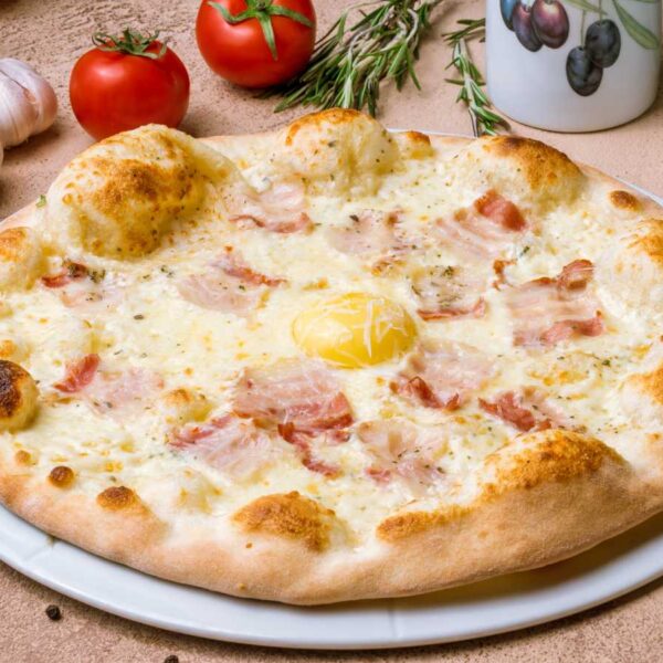 como hacer pizza carbonara facil