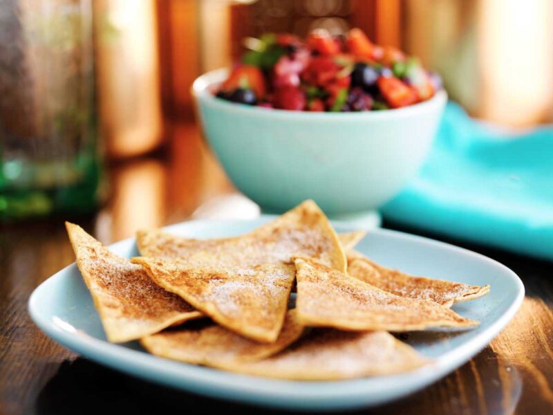 nachos dulces con tortilla de trigo