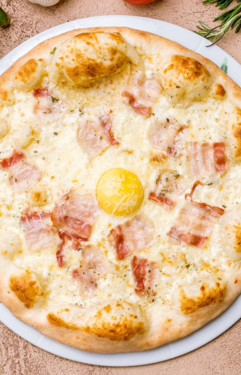 pizza carbonara casera