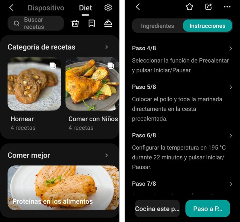 App recetas Cosori Turbo Tower