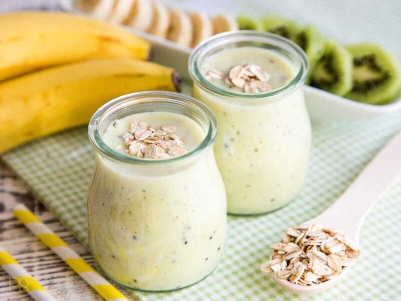 batido de kiwi y plátano con avena