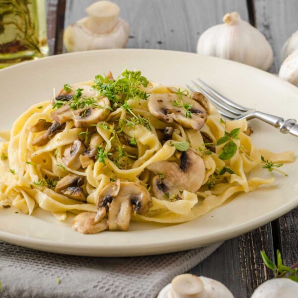 Receta de pasta con champiñones fácil