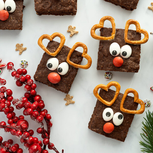 Brownies navideños en forma de reno