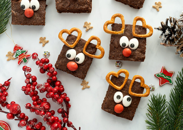 Brownies navideños en forma de reno