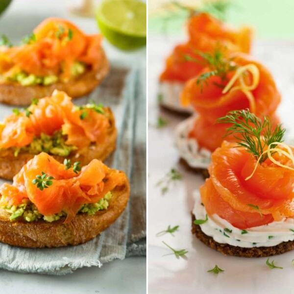 canapés de salmón ahumado