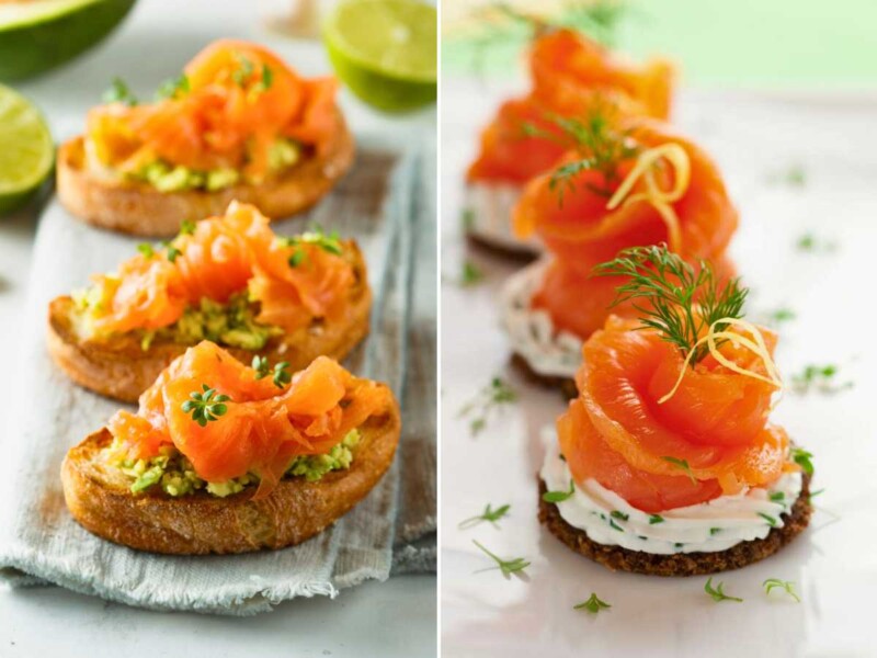 canapés de salmón ahumado