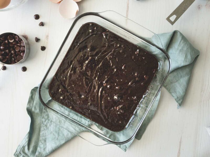 masa de brownie de navidad en freidora de aire