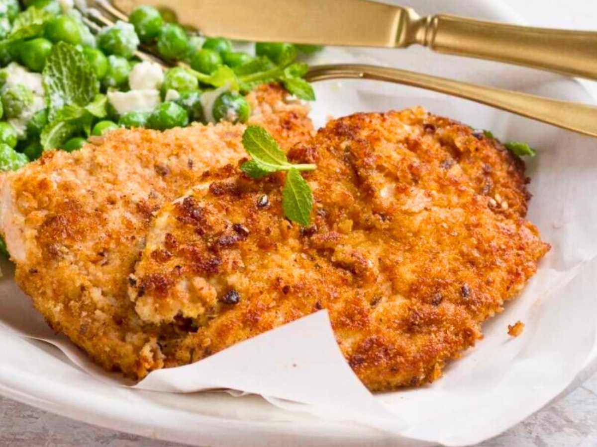 Milanesa de pollo tradicional, en freidora de aire, o al horno