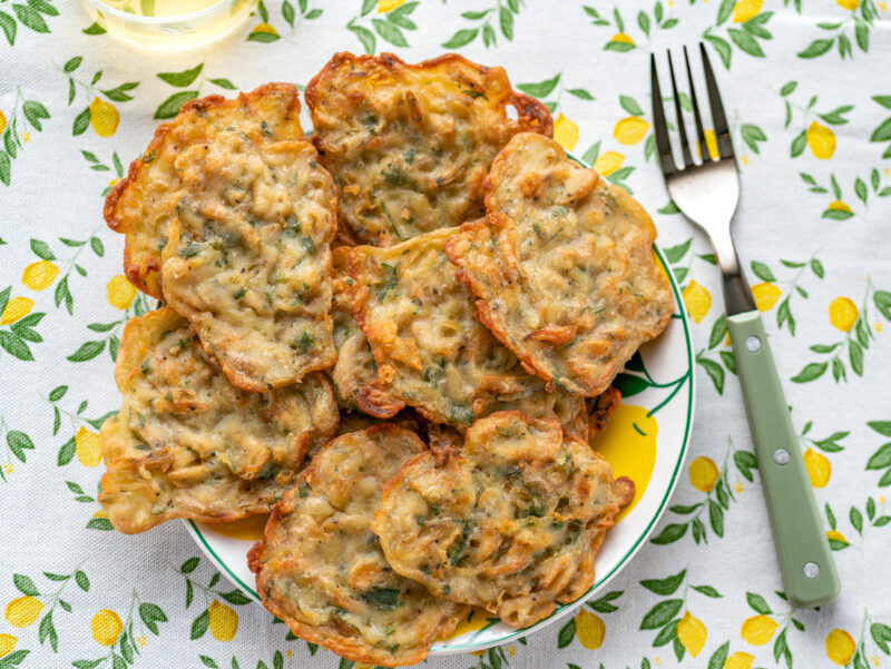 tortillitas de camarones caseras en freidora de aire