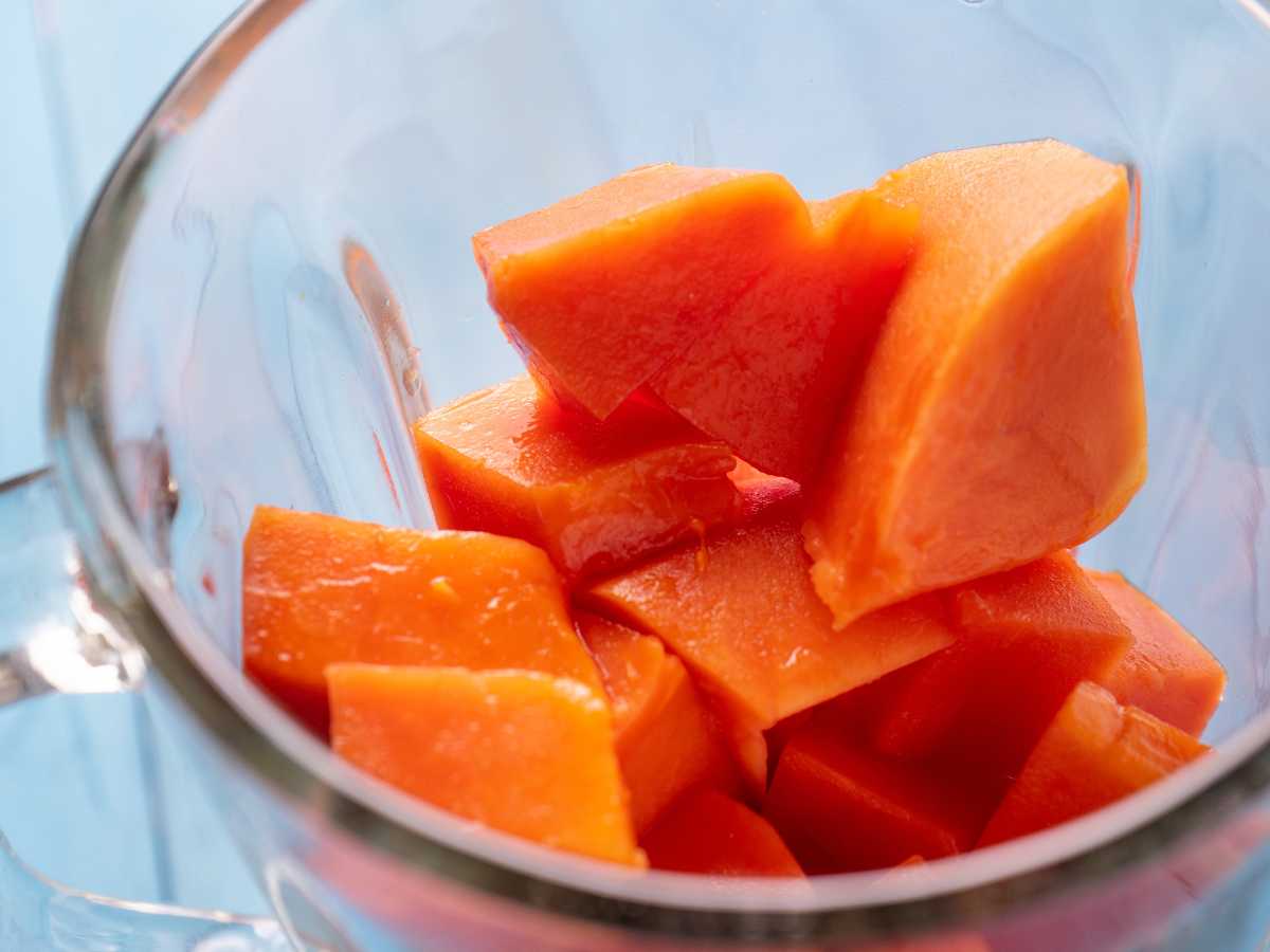 triturar papaya Puré de papaya para bebés triturar papaya Puré de papaya para bebés