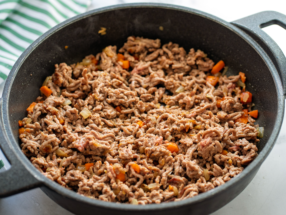 carne picada con verduras Lasaña de berenjenas en freidora de aire