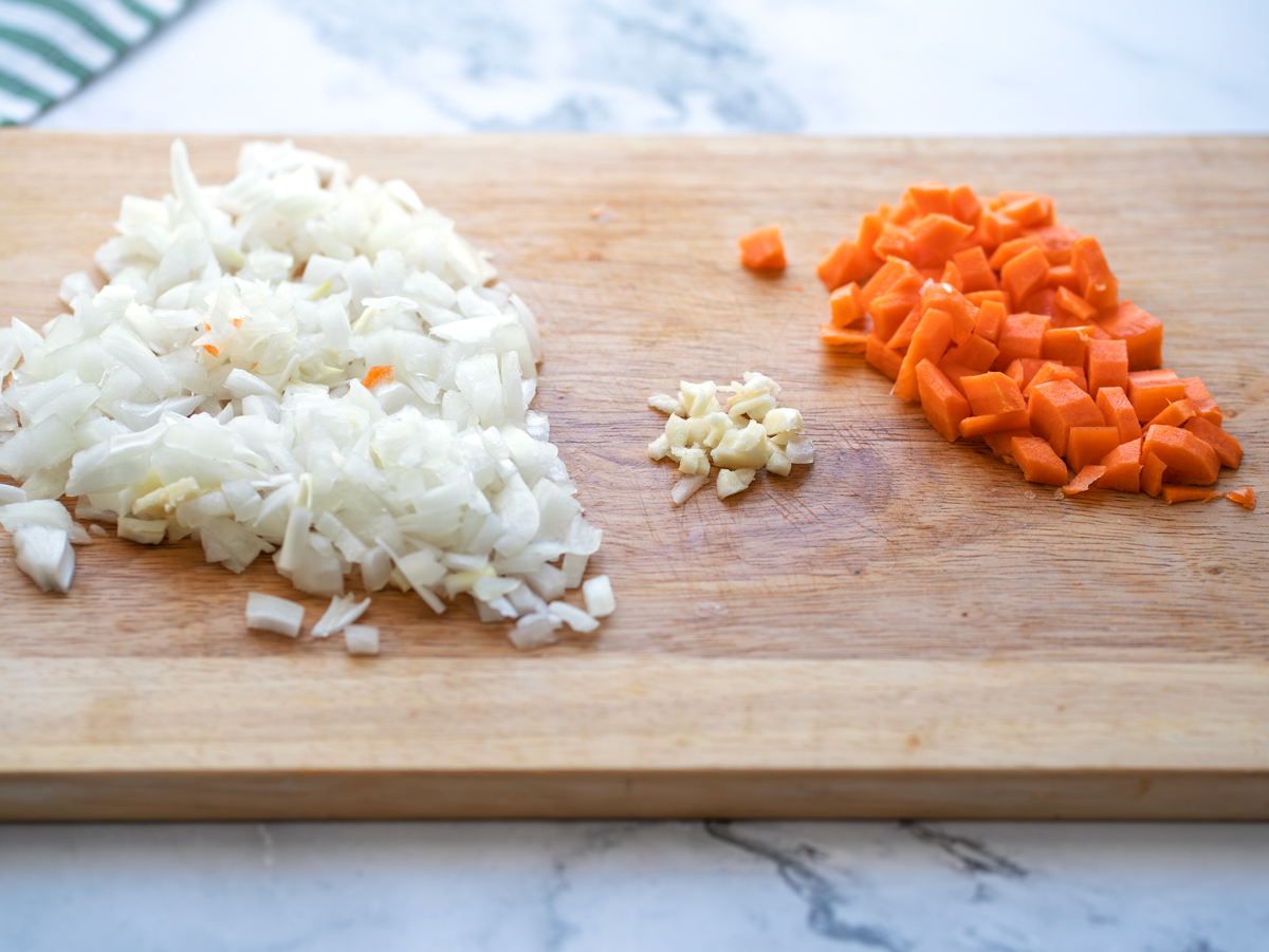 cebolla ajo y zanahoria Lasaña de berenjenas en freidora de aire