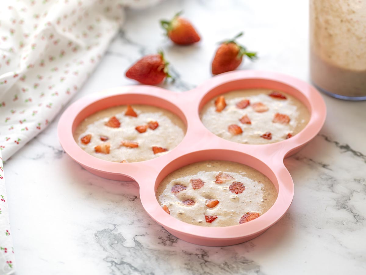 masa tortitas de avena con fresas - Tortitas de avena y fresas en freidora de aire, fáciles y sanas