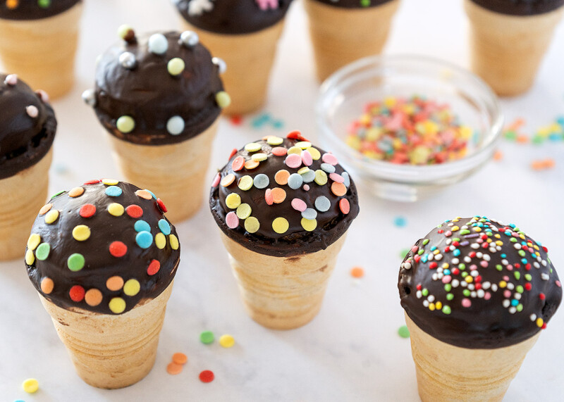 Muffins en vasitos de helado para cumpleaños infantiles